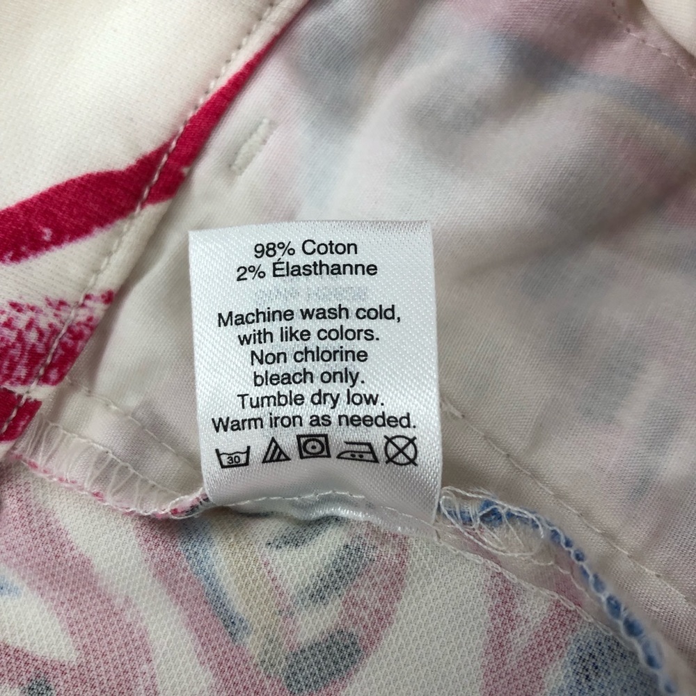 J. Crew Blue Pink Leaf Print Pants -EUC - Picture 6 of 6